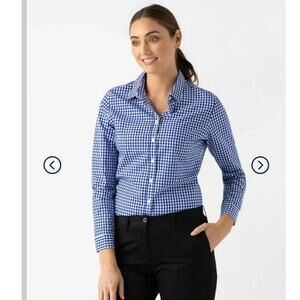 Cargo Crew Uniform Women Frankie Check Gingham Button Down Shirt AU 12 US 8 Blue